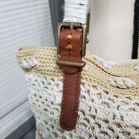 The Sak Crochet Large Shoulder Bag With Wrapped Faux Leather Straps - Picture 11 of 16